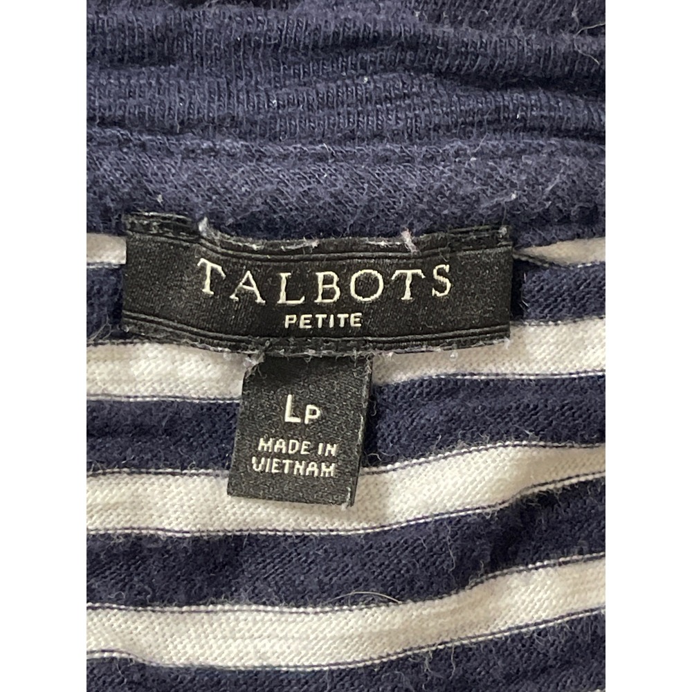 Talbots‎ Striped Short Sleeve Top LP Navy Blue White Nautical Coastal Parisian - Picture 8 of 8